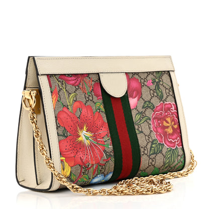 Gucci GG Supreme Monogram Flora Web Small Ophidia Chain Shoulder Bag White 2 of 11
