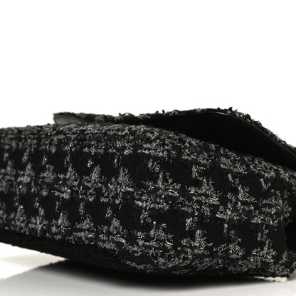Chanel Shearling Tweed Medium Handle Boy Flap Black Grey 9 of 10