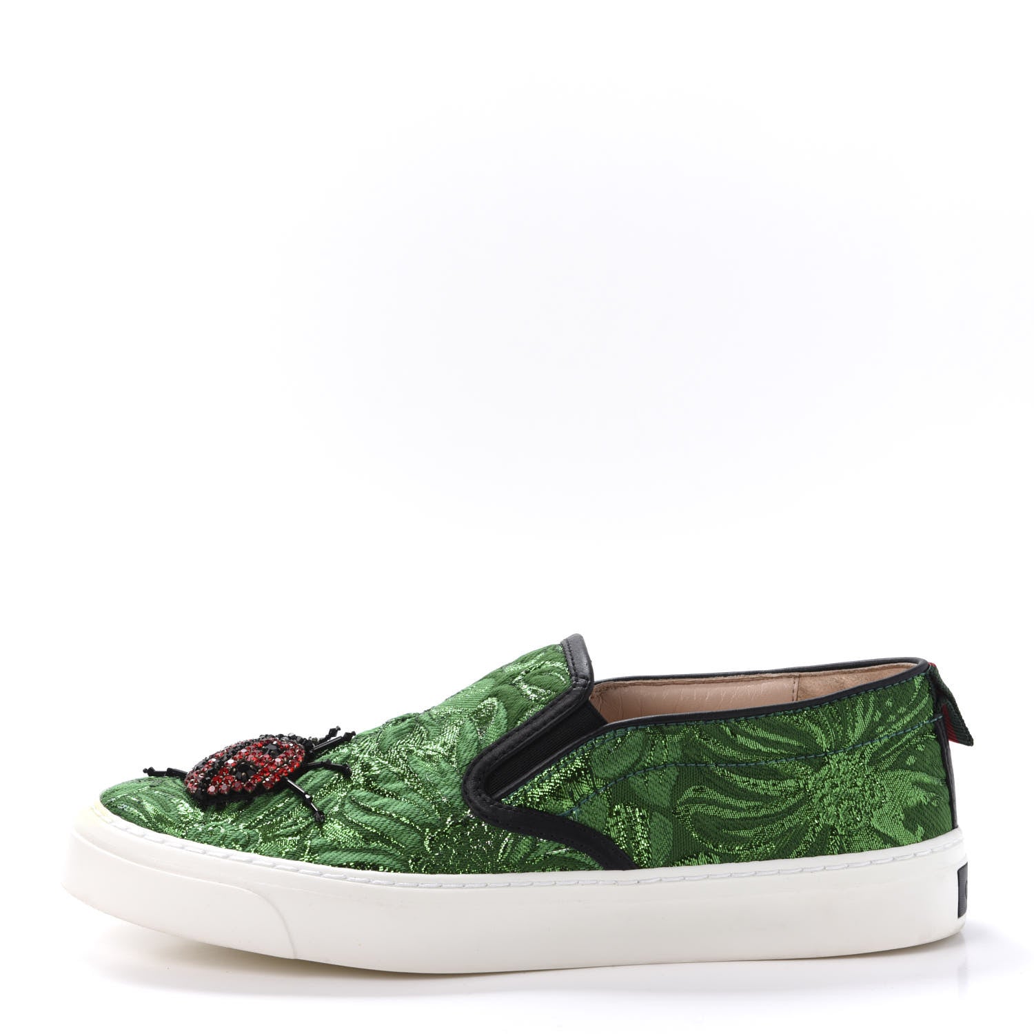 Gucci Brocade Ladybug Embroidered Slip On Sneakers 36.5 1 of 10