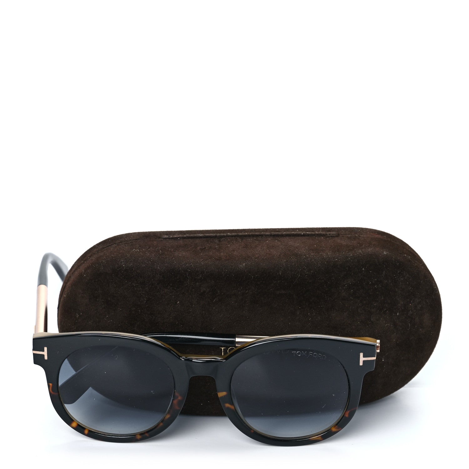 Tom Ford Janina Round Sunglasses TF435 Tortoise Black 7 of 7