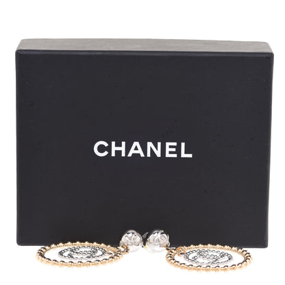 Chanel Metal Bead Round CC Drop Earrings Gold Silver 5 of 5