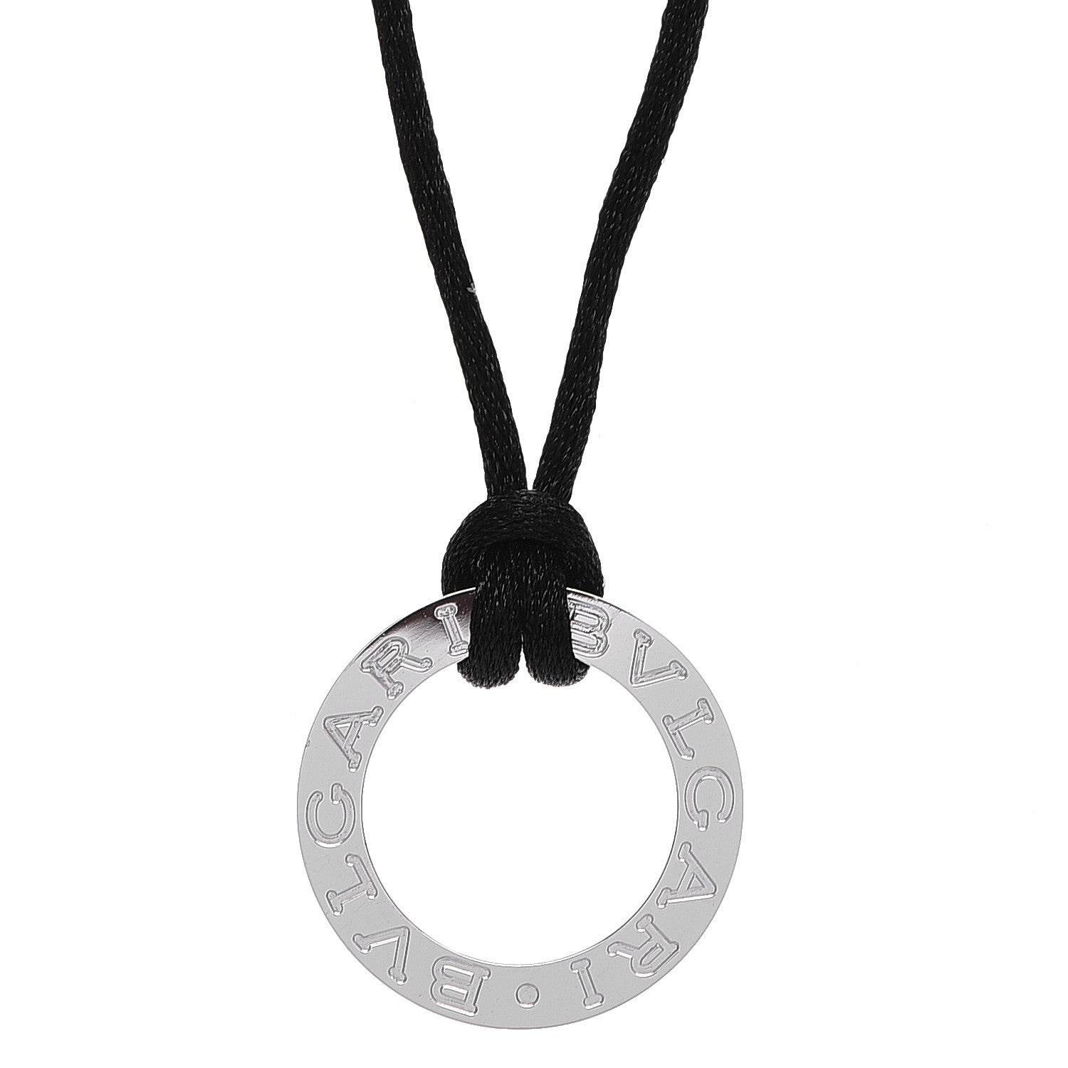Bulgari 18K White Gold Diamond BVLGARI BVLGARI Pendant Cord Necklace 3 of 6