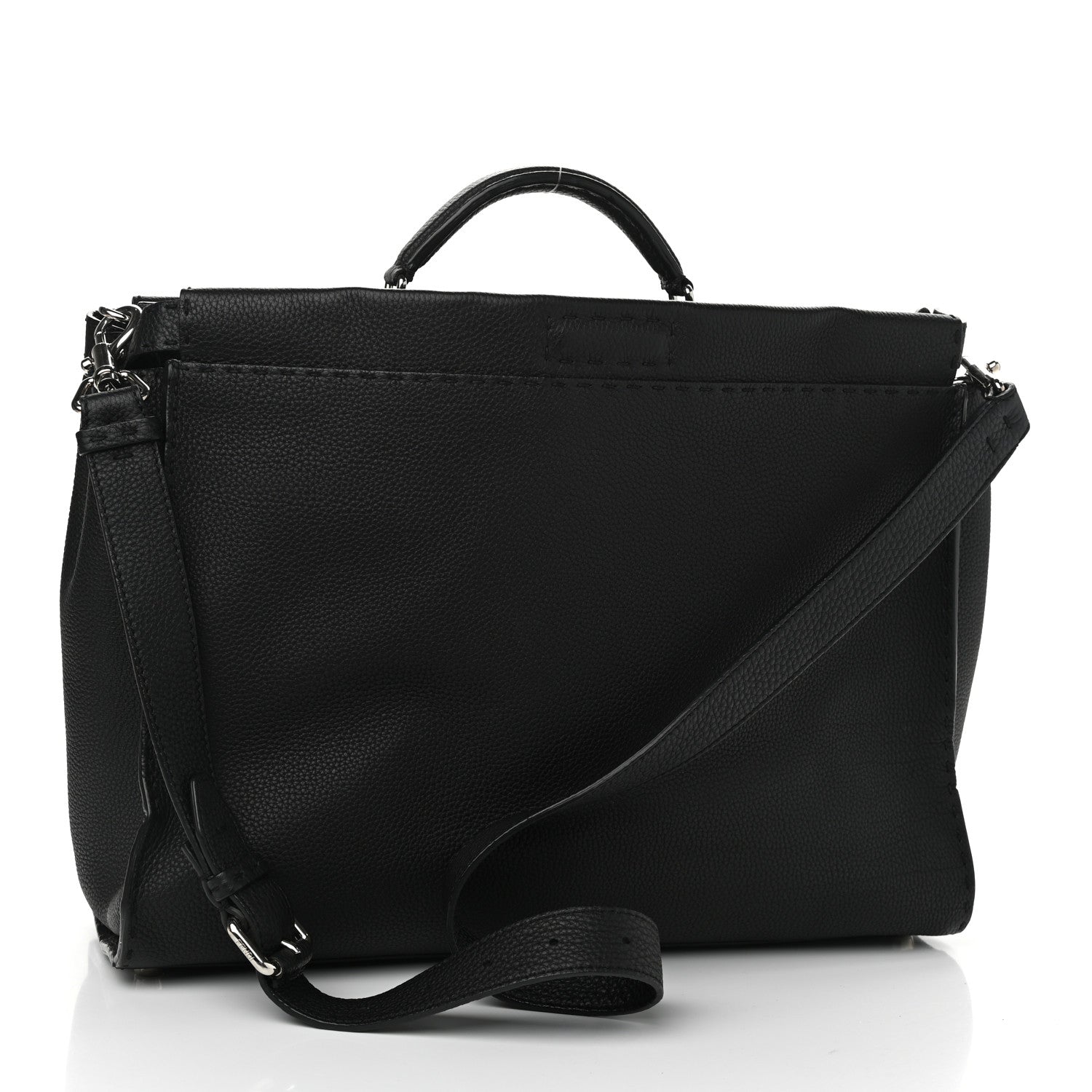 Fendi Cuoio Romano Selleria Large Mens Peekaboo Iconic Essential Satchel Black 3 of 12
