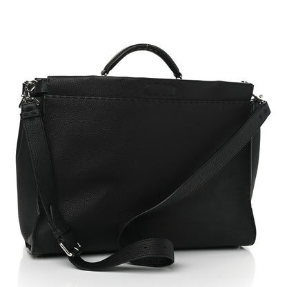 Fendi Cuoio Romano Selleria Large Mens Peekaboo Iconic Essential Satchel Black 3 of 12