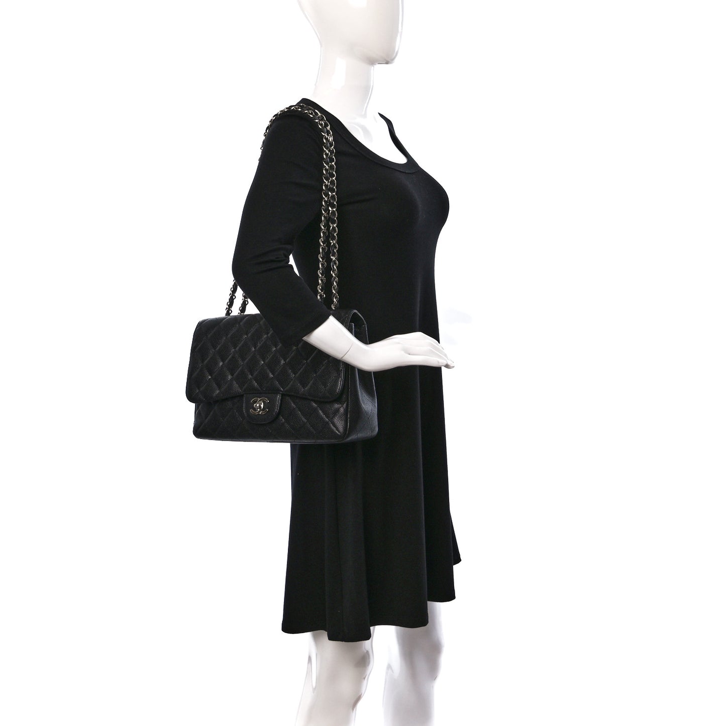 Caviar Quilted Jumbo Single Flap Black