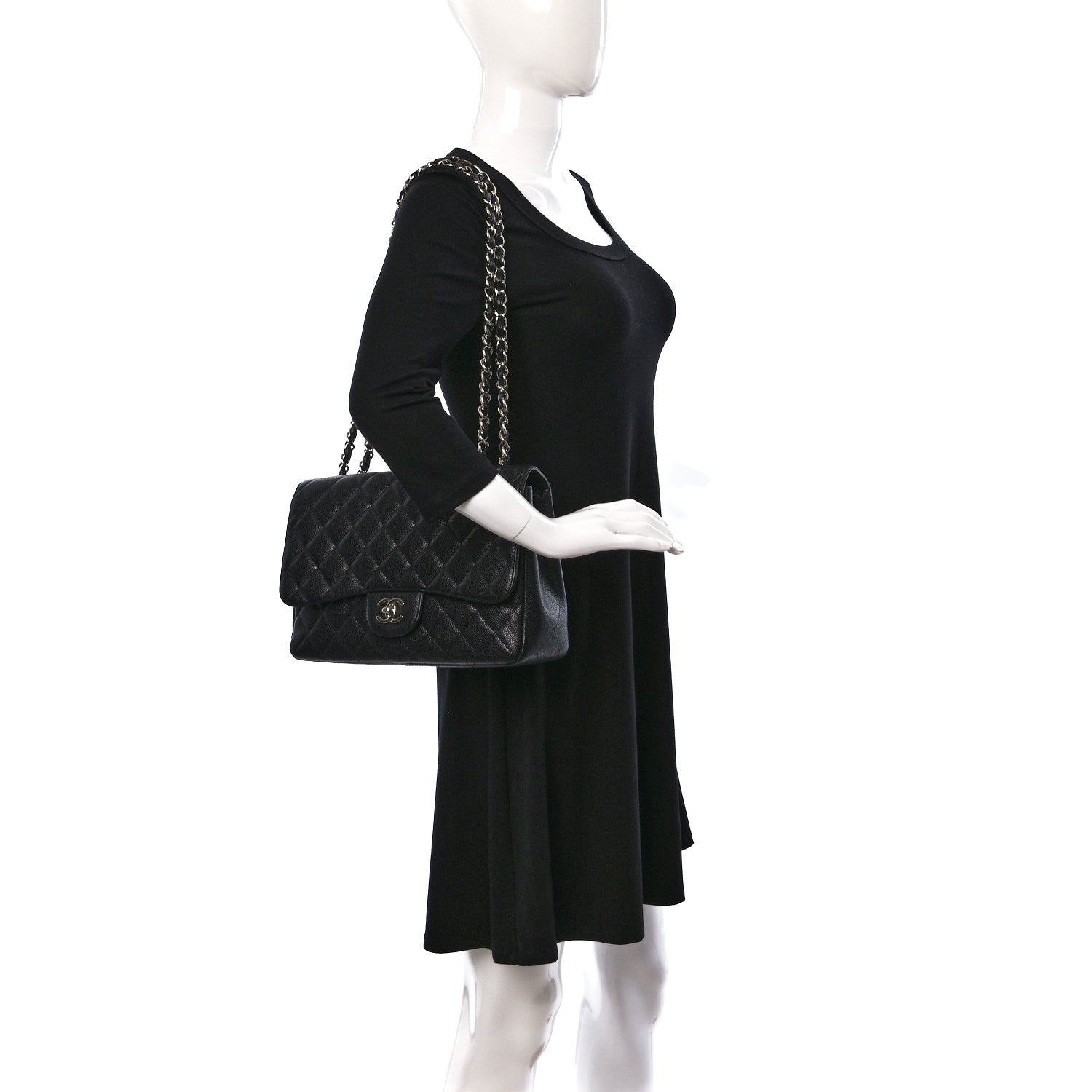 Chanel Caviar Quilted Jumbo Single Flap Black 2 of 19