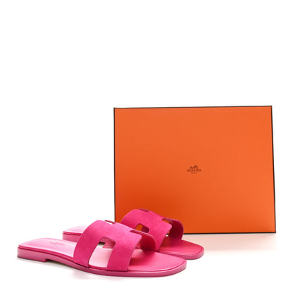 Hermes Suede Goatskin Oran Sandals 39 Rose Pop 9 of 9