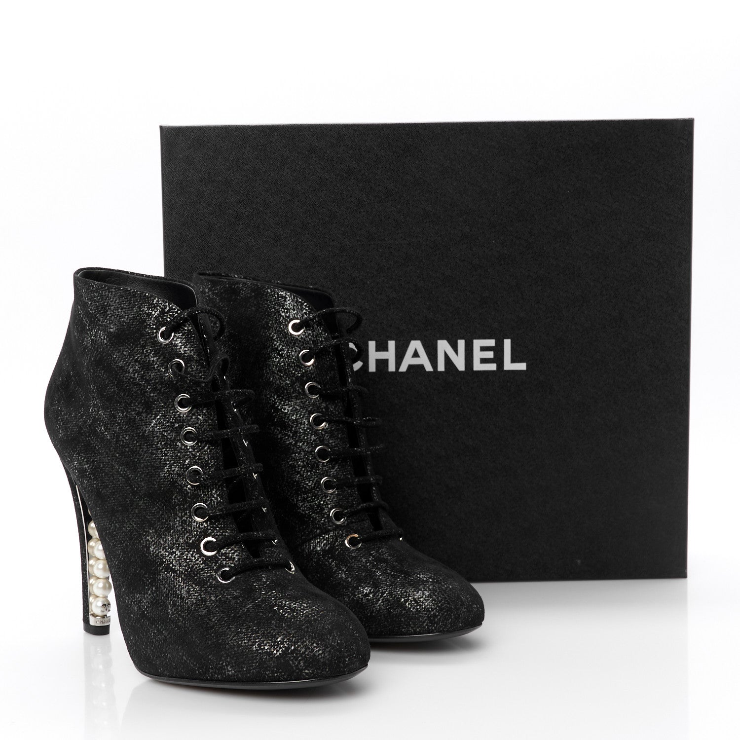 Chanel Metallic Suede Pearl Short Ankle Boots 39 Argent 10 of 10