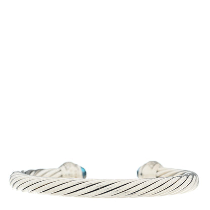 David Yurman Sterling Silver Diamond Hampton Blue Topaz Pave 7mm Cable Classics Bracelet 2 of 3