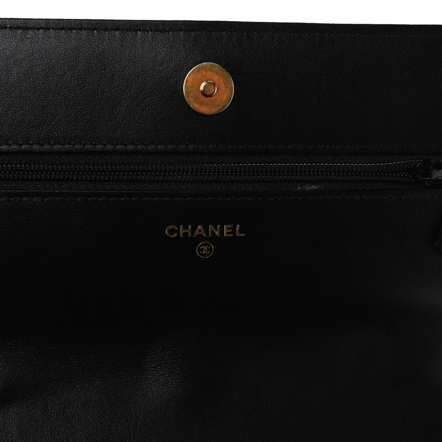 Fabric Printed Chanel 19 Wallet On Chain WOC Black Multicolor