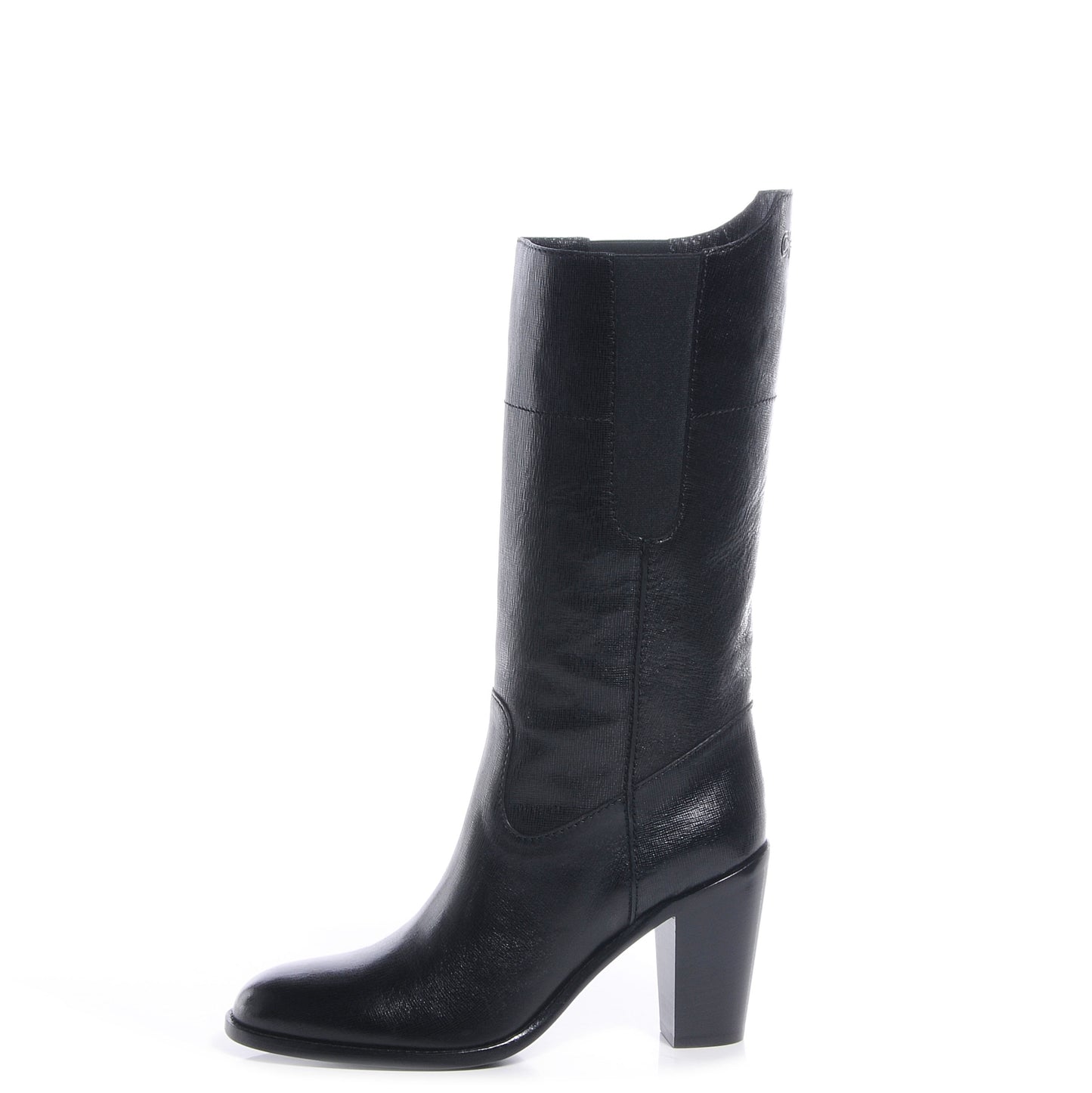 Textured Calfskin Coco Boy Tall Boots 40 Black