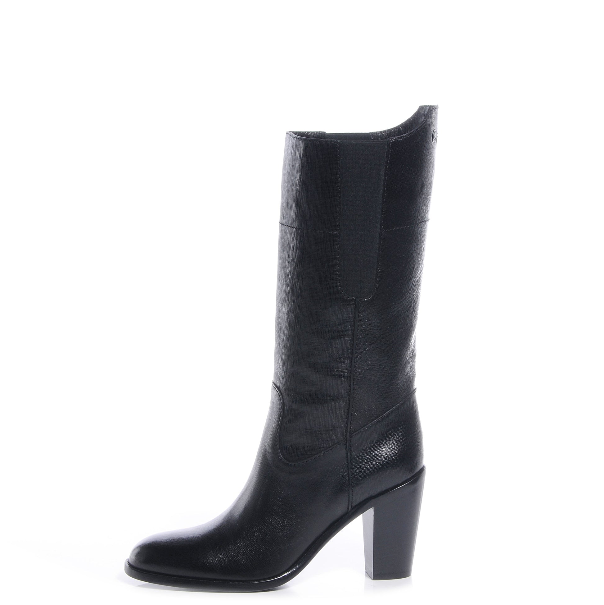 Chanel Textured Calfskin Coco Boy Tall Boots 40 Black 1 of 6