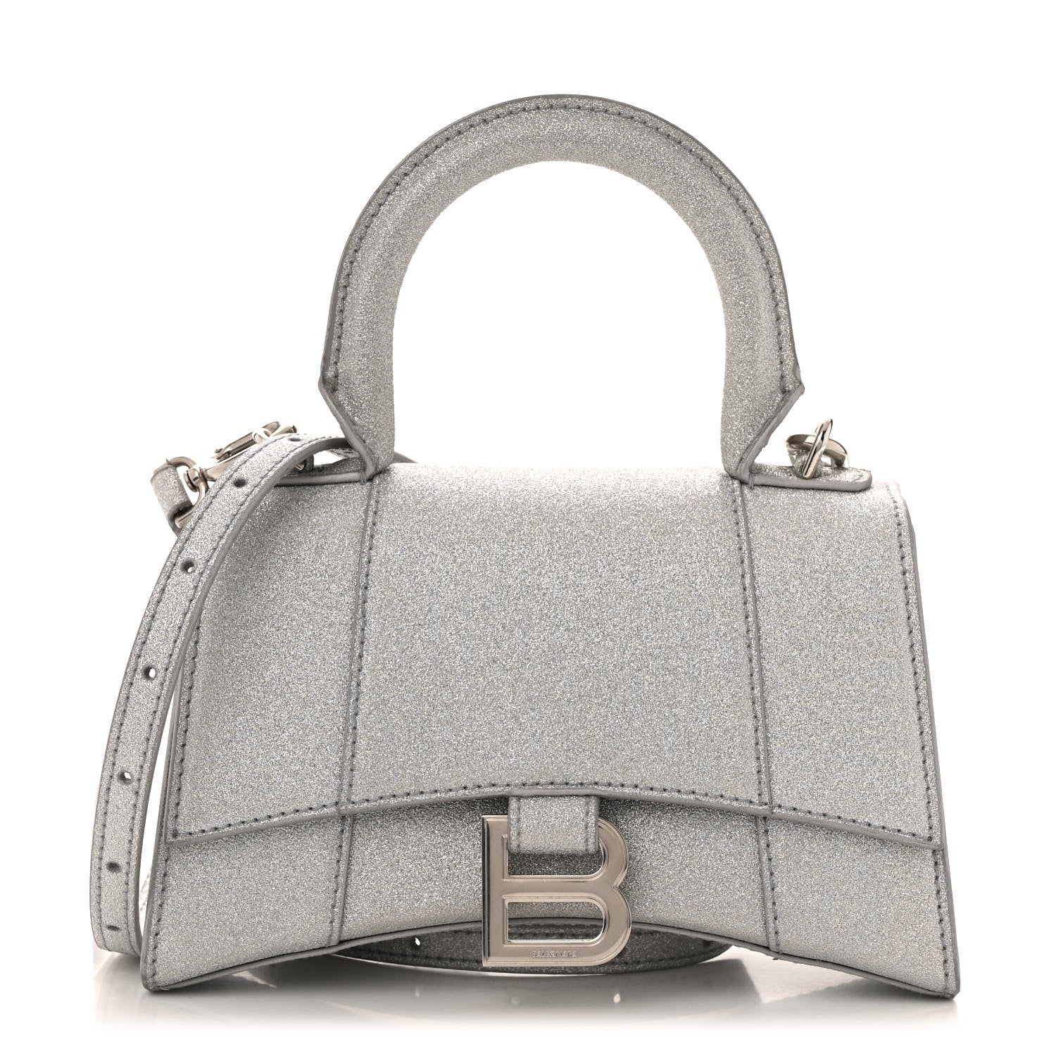 Balenciaga Glitter Fabric Hourglass Top Handle Bag XS Grey 1 of 13