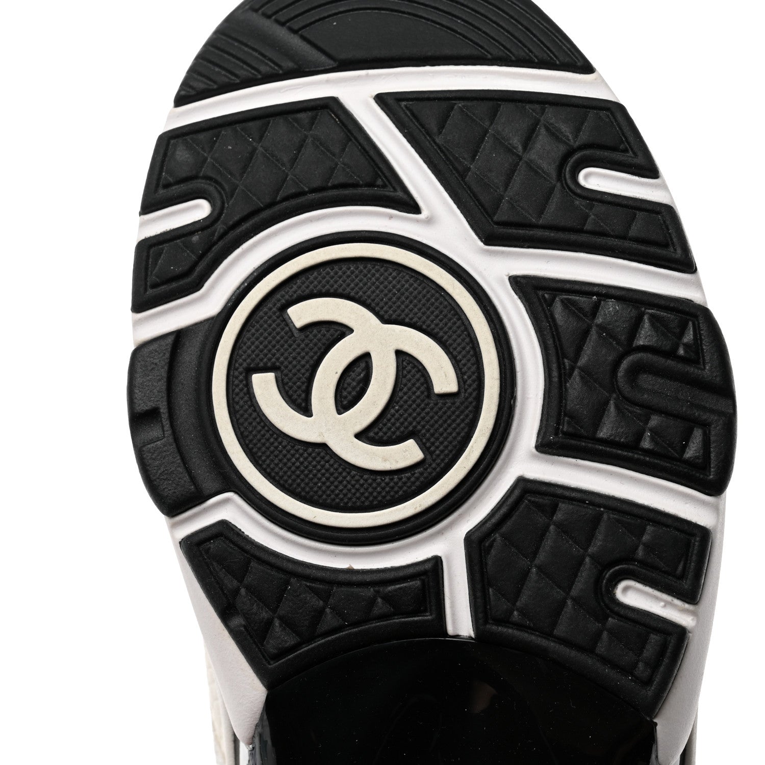 Chanel Mesh Suede Calfskin Grained Calfskin Womens CC Sneakers 36 White Black 8 of 9