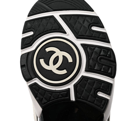 Chanel Mesh Suede Calfskin Grained Calfskin Womens CC Sneakers 36 White Black 8 of 9