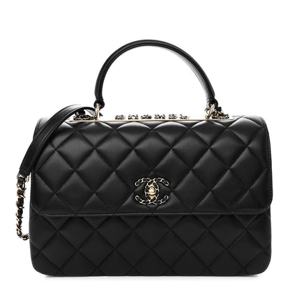 Chanel Lambskin Quilted Medium Trendy Chain CC Flap Dual Handle Bag Black 1 of 8