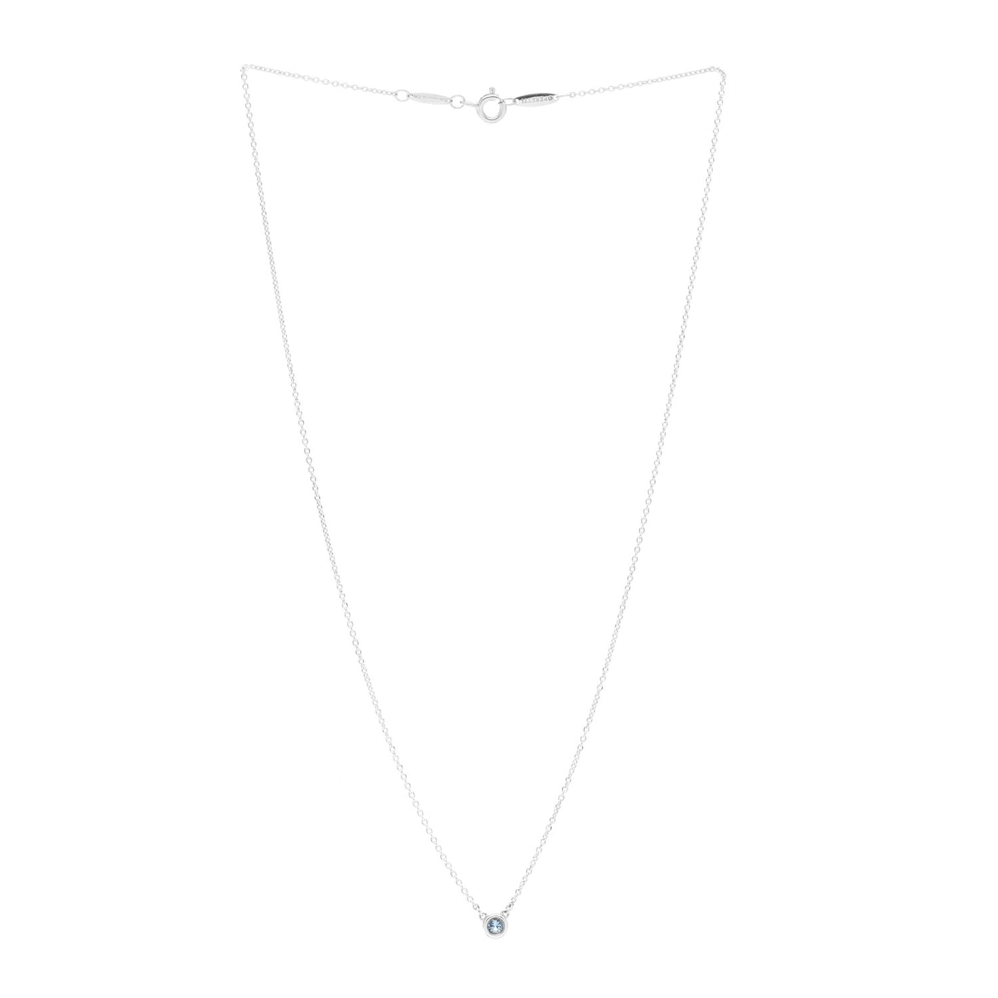 Sterling Silver Aquamarine .06ct Elsa Peretti Color by the Yard Pendant Necklace