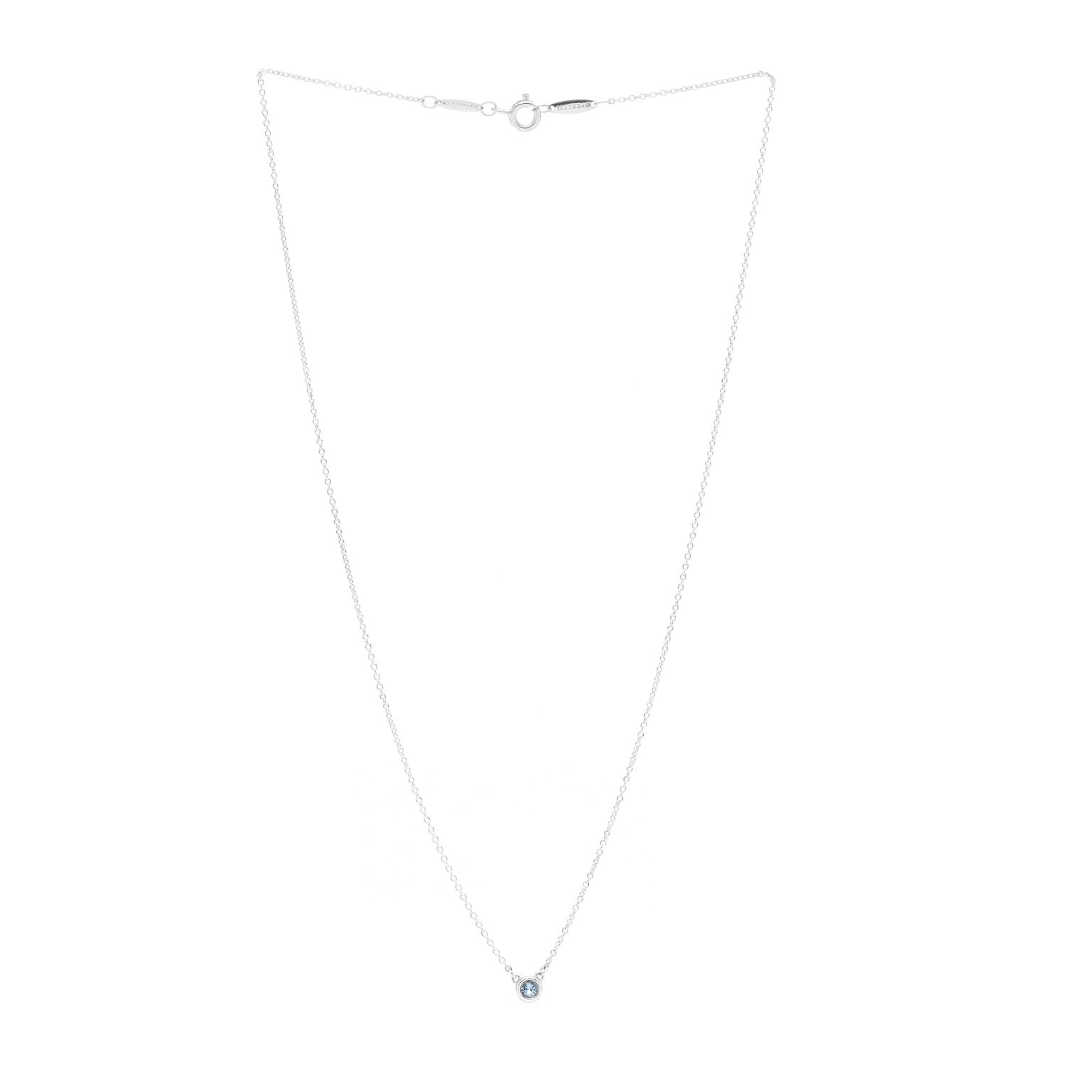 Tiffany Sterling Silver Aquamarine .06ct Elsa Peretti Color by the Yard Pendant Necklace 3 of 4