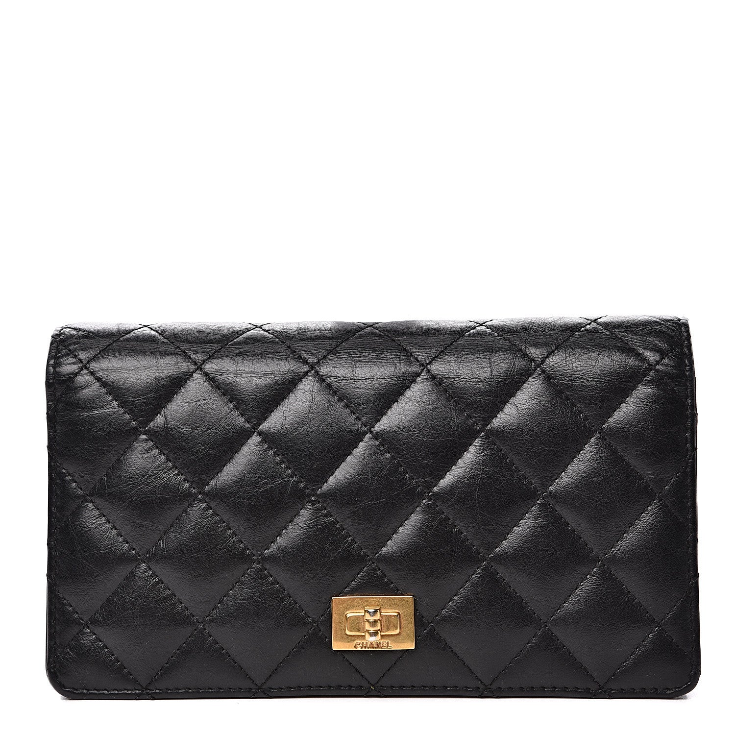 Chanel Aged Calfskin Quilted Reissue Yen Wallet Black 1 of 13