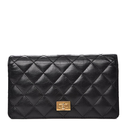 Chanel Aged Calfskin Quilted Reissue Yen Wallet Black 1 of 13