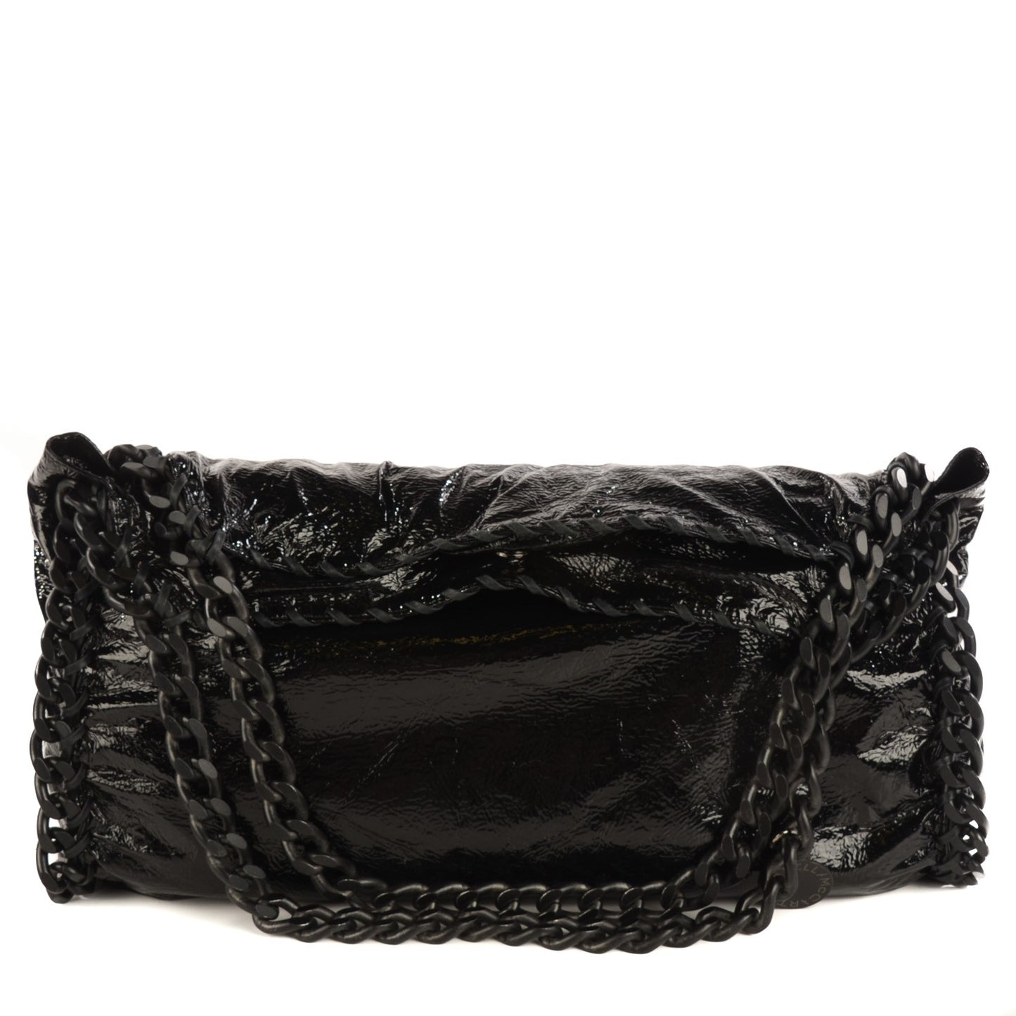 Crinkled Patent East West Falabella Tote Black