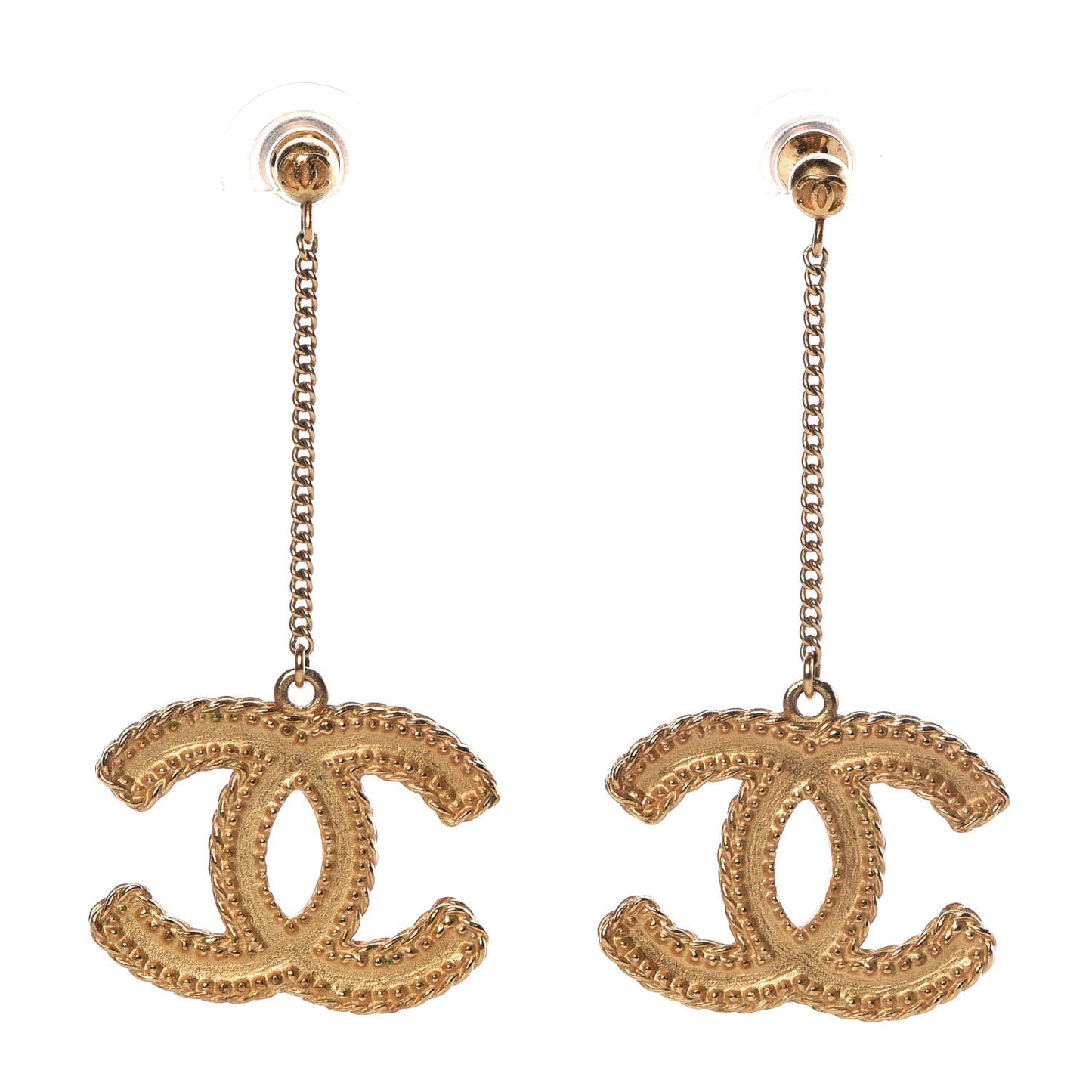 CC Drop Earrings Matte Gold
