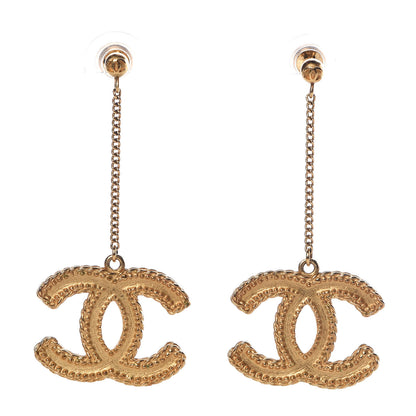 Chanel CC Drop Earrings Matte Gold 1 of 5