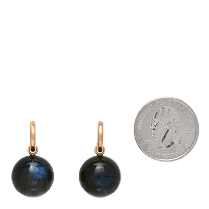 Irene Neuwirth 18K Rose Gold Labradorite Gumball Jeweled Huggie Earrings 2 of 5