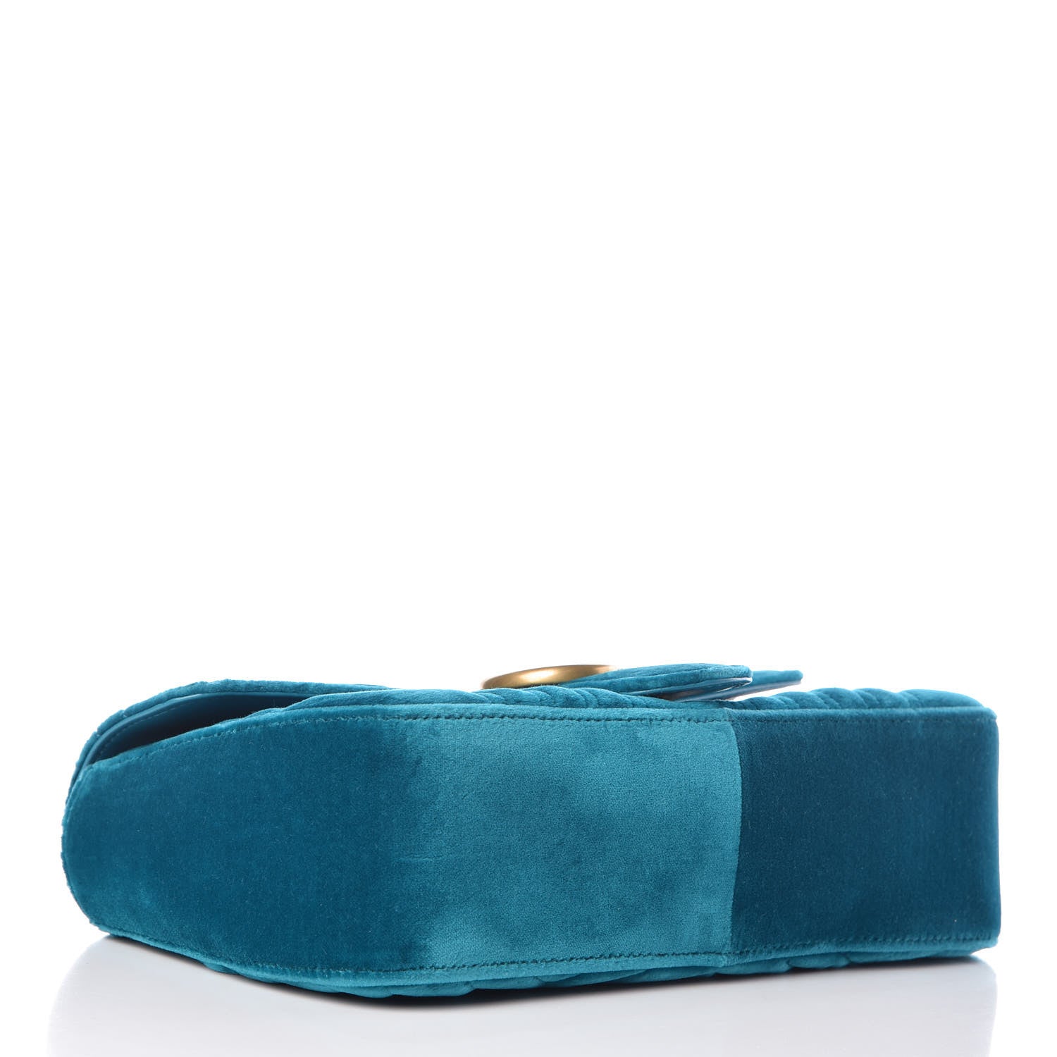 Gucci Velvet Matelasse Small GG Marmont Shoulder Bag Pavone Cyan 4 of 7