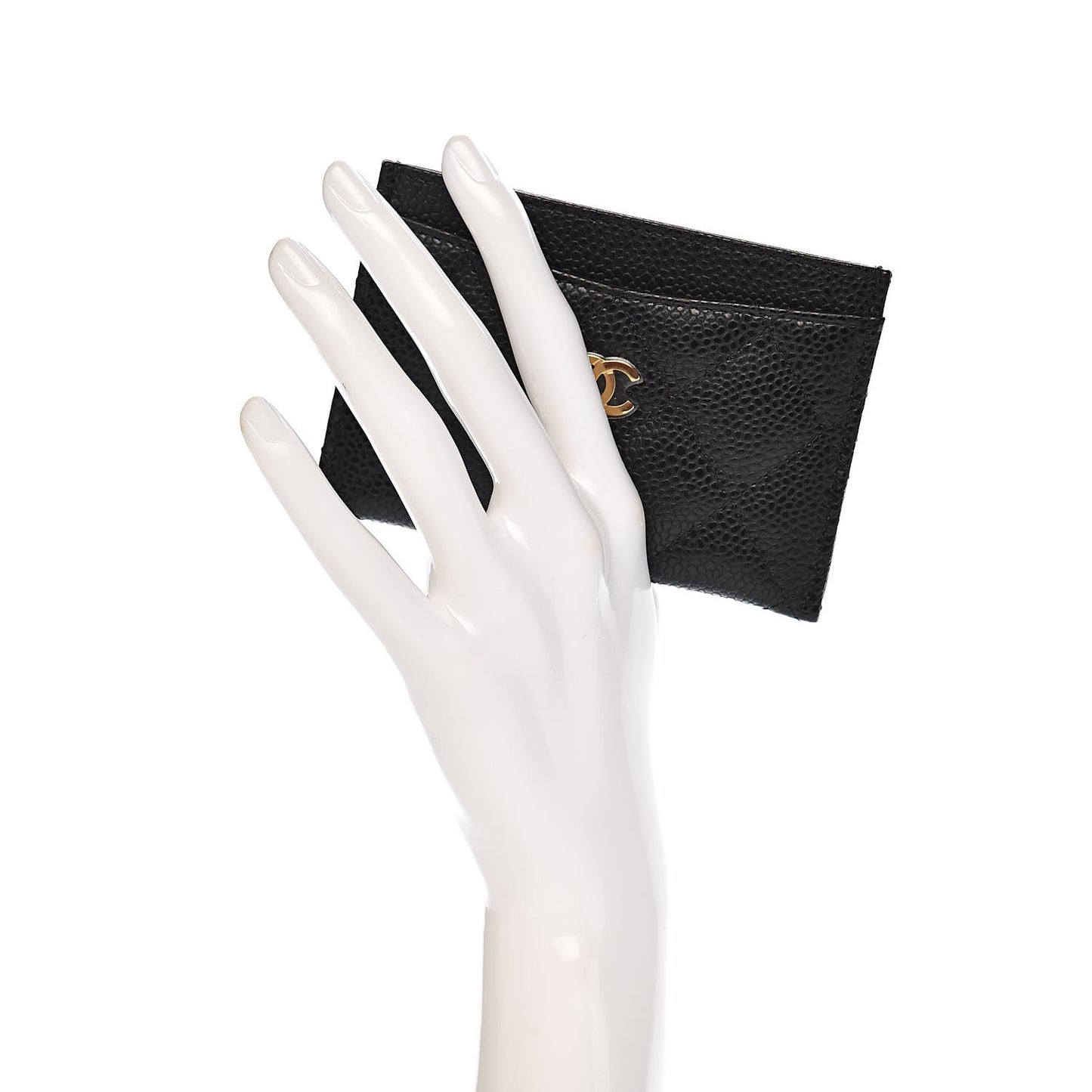 Caviar Quilted Card Holder Black
