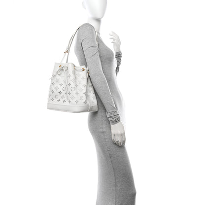 Louis Vuitton Calfskin Monogram Cutout Petit Noe White 2 of 16