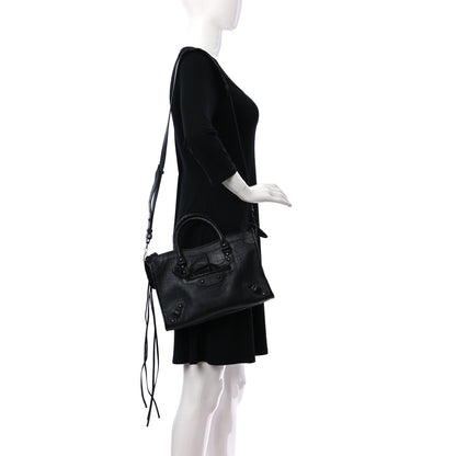 Balenciaga Matte Supple Lambskin Crocodile Embossed Classic Black Hardware S City Black 2 of 12