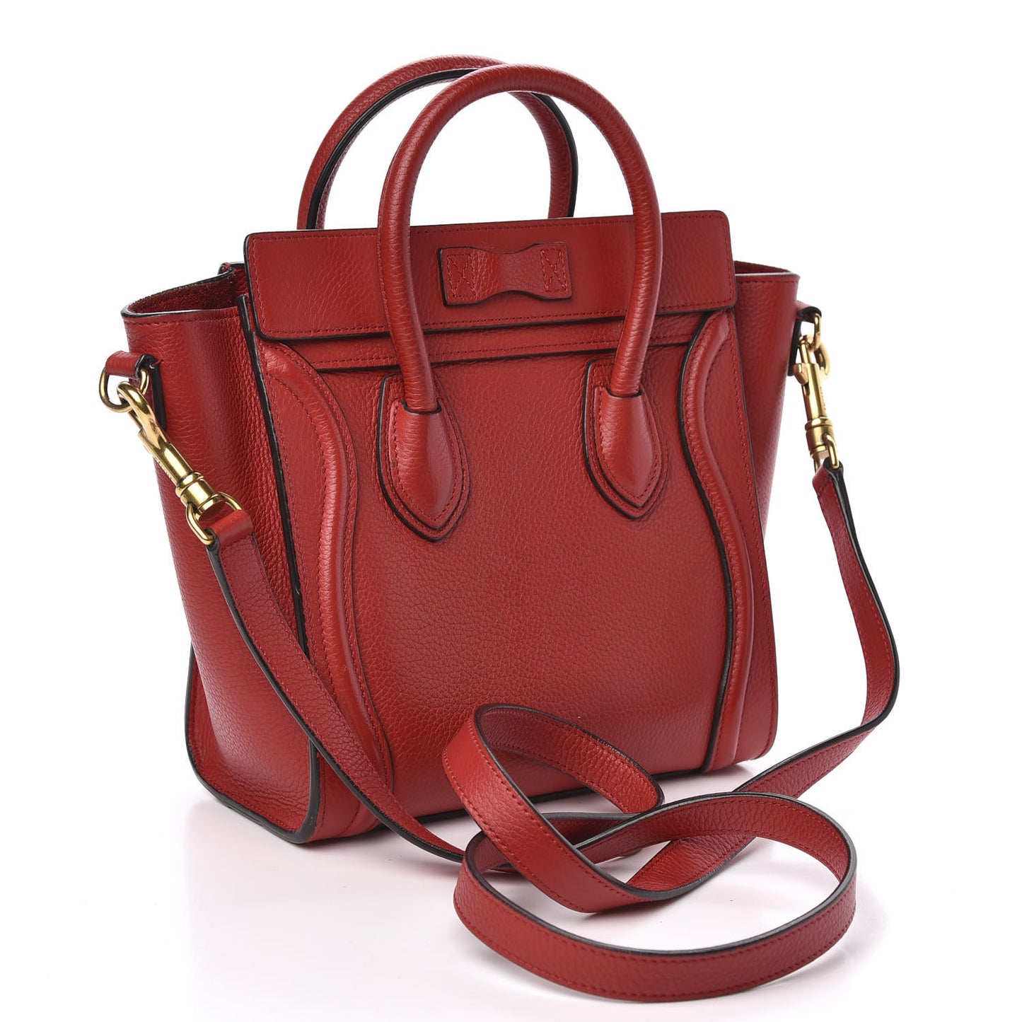 Drummed Calfskin Nano Luggage Red