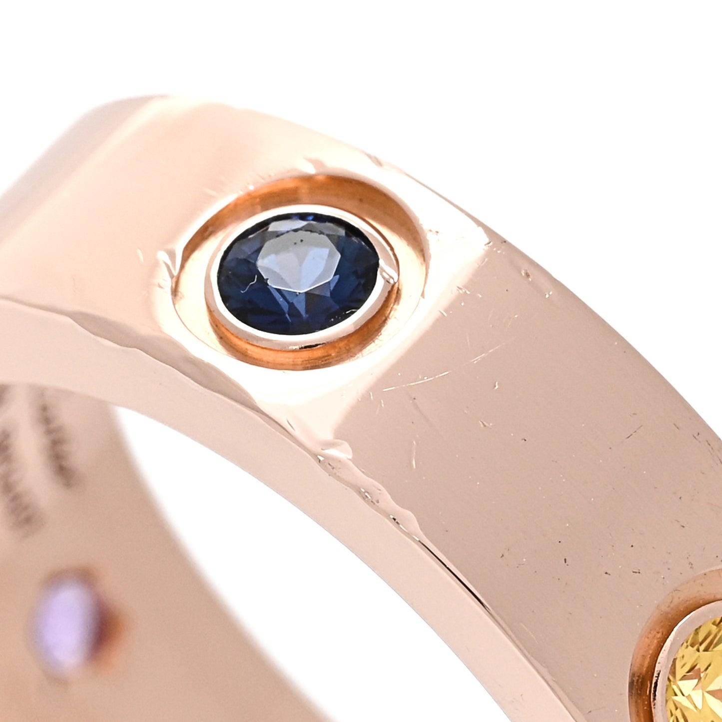 18K Pink Gold Sapphire Garnet Amethyst 5.5mm LOVE Ring 50 5.25
