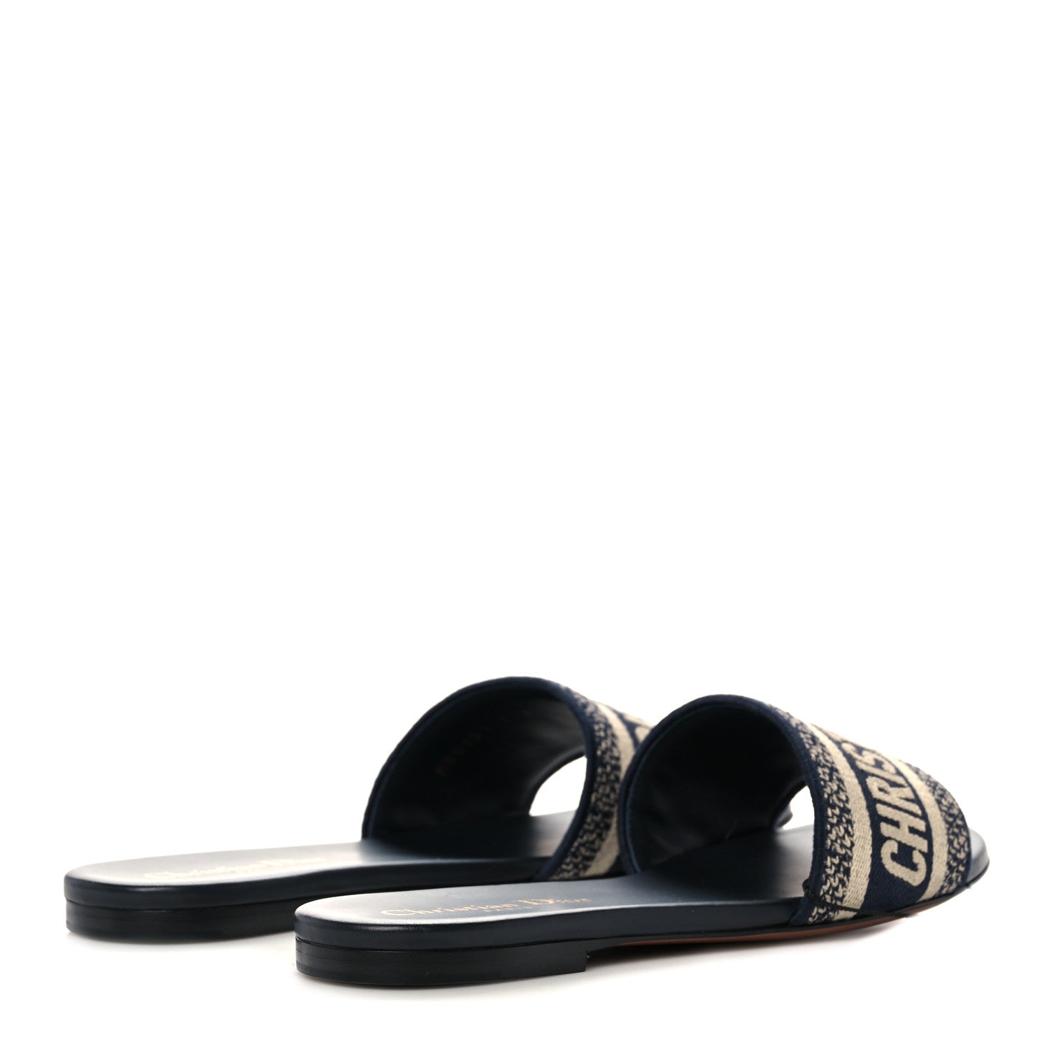 Christian Dior Canvas Embroidered Dway Mules Slide Sandals 37.5 Deep Blue 4 of 9