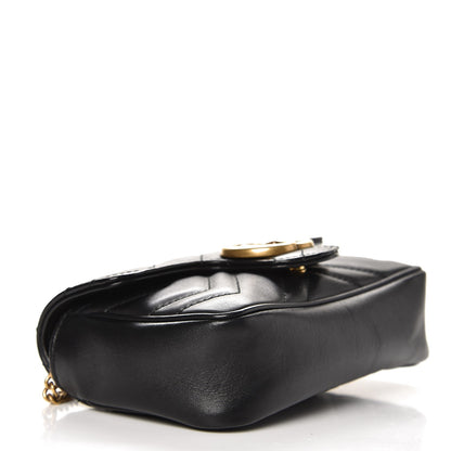 Gucci Calfskin Matelasse Super Mini GG Marmont Shoulder Bag Black 4 of 8