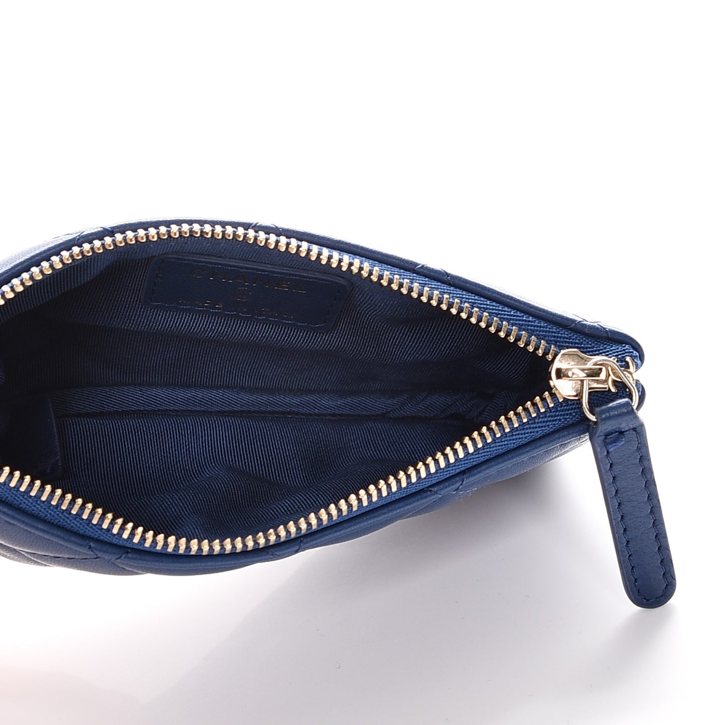 Lambskin Quilted Small Cosmetic Case Blue
