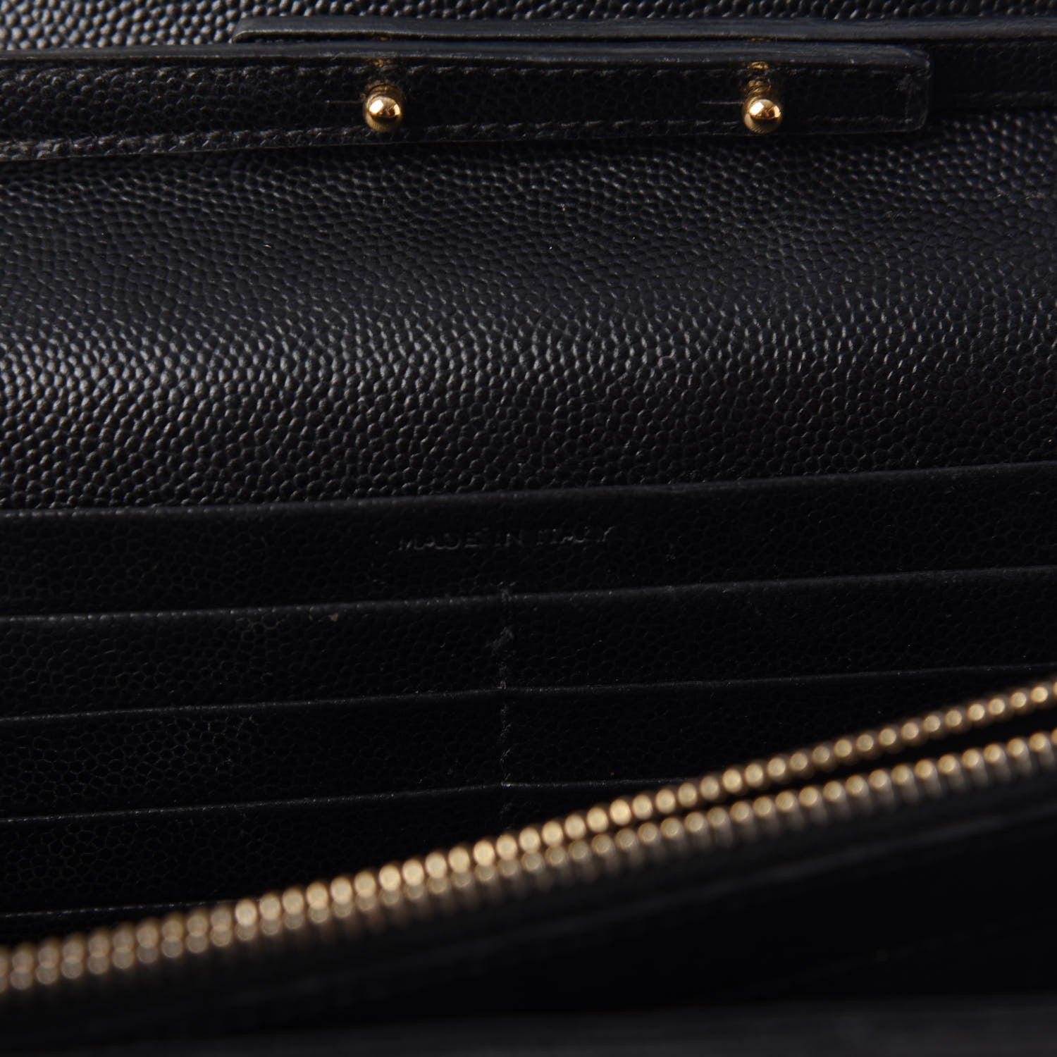 Saint Laurent Grain De Poudre Matelasse Chevron Monogram Chain Wallet Black 6 of 9