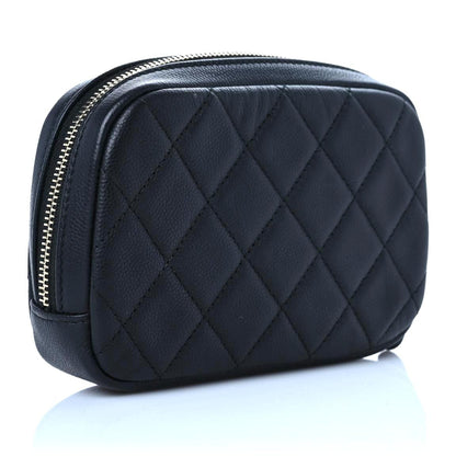 Chanel Caviar Quilted Small Curvy Pouch Cosmetic Case Black 3 of 13
