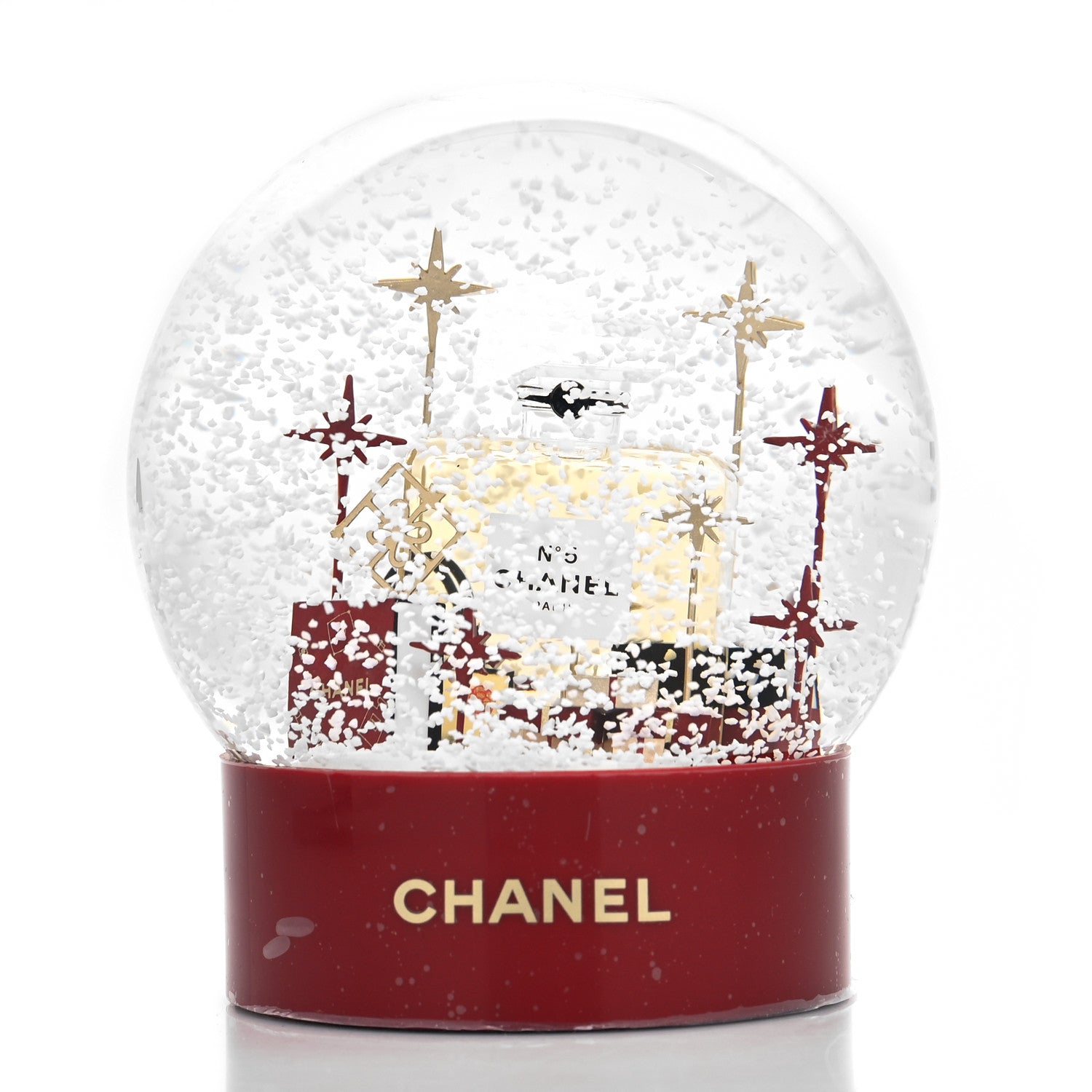 Chanel Glass N°5 Perfume Bottle Snow Globe Red 3 of 7