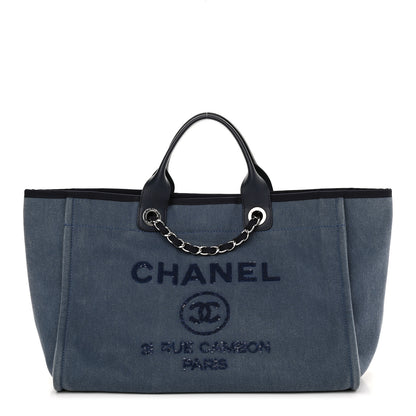Chanel Canvas Sequin Medium Deauville Tote Navy 1 of 9