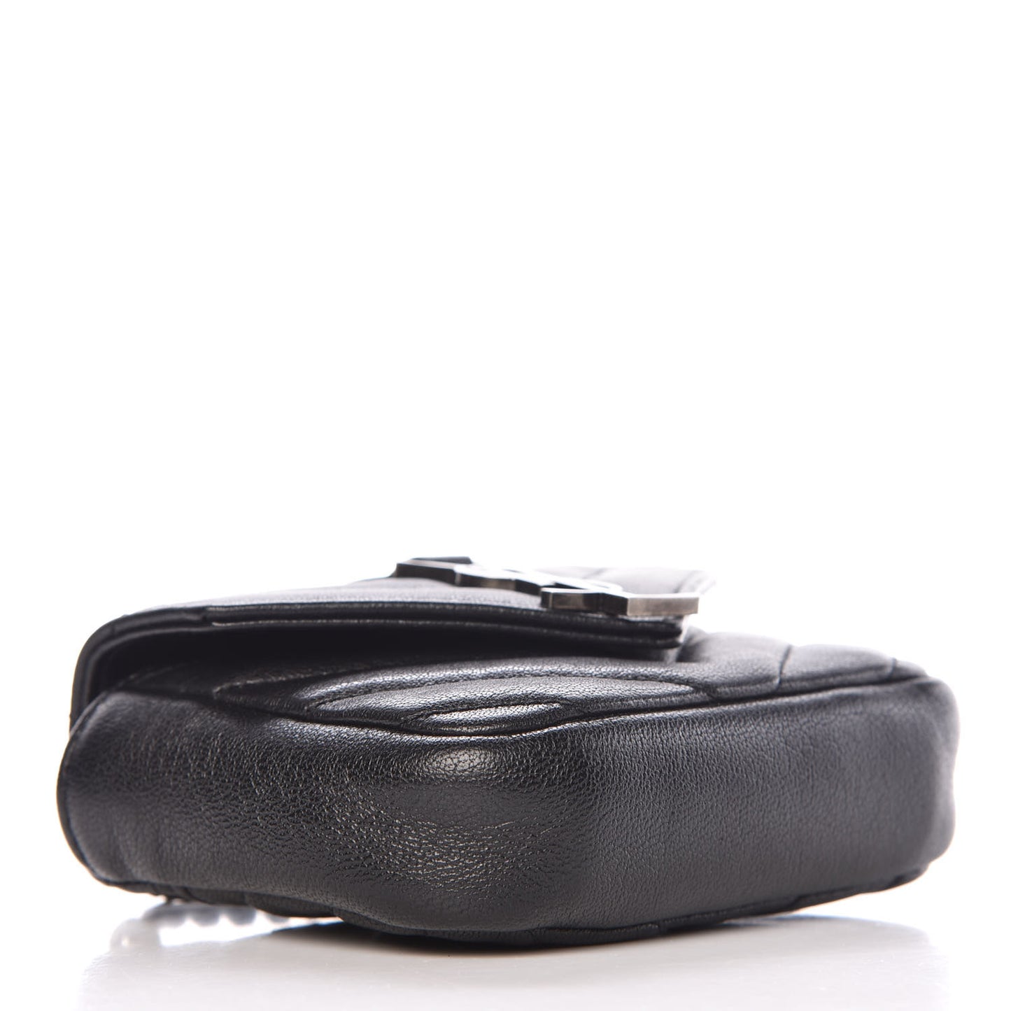 Sheepskin Matelasse Chevron Monogram Mini College Bag Black