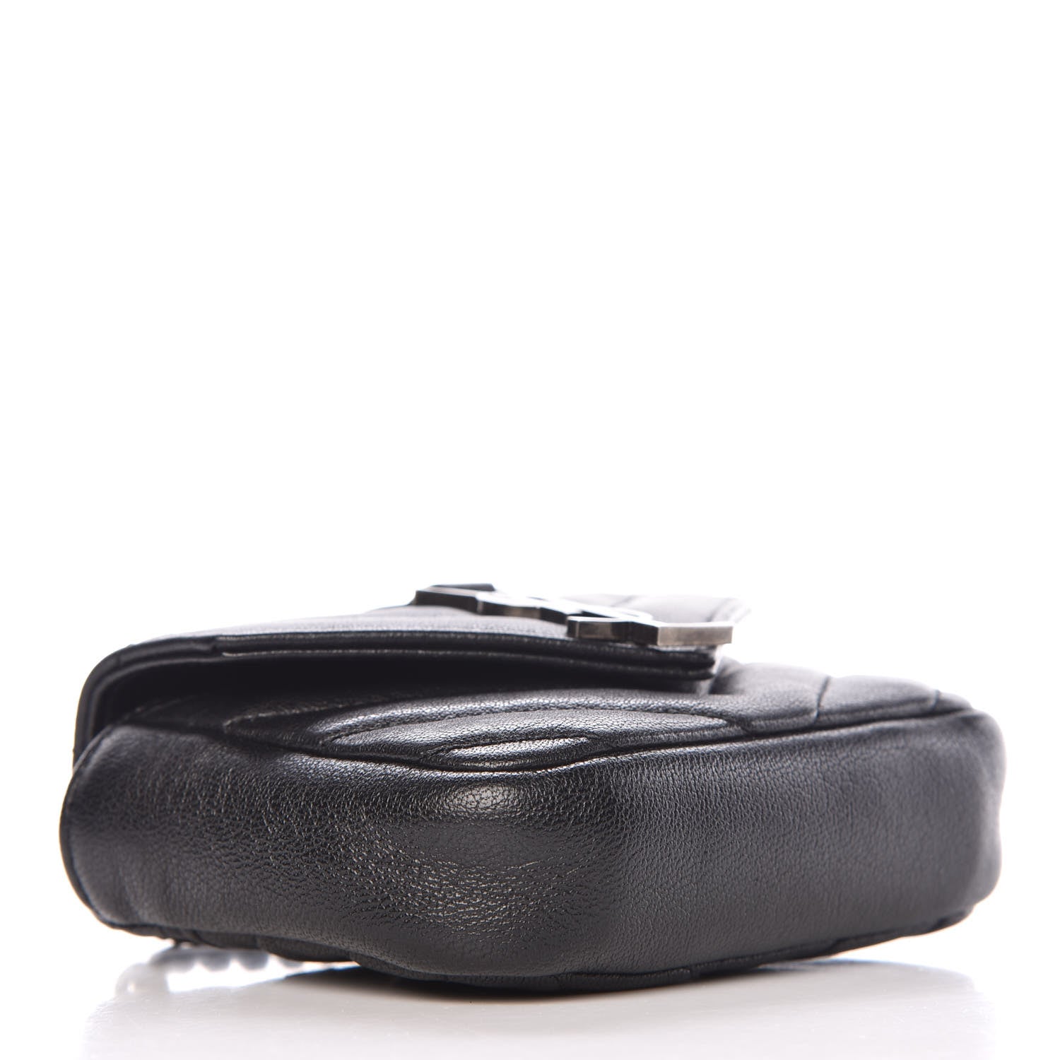 Saint Laurent Sheepskin Matelasse Chevron Monogram Mini College Bag Black 4 of 8
