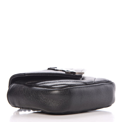 Saint Laurent Sheepskin Matelasse Chevron Monogram Mini College Bag Black 4 of 8