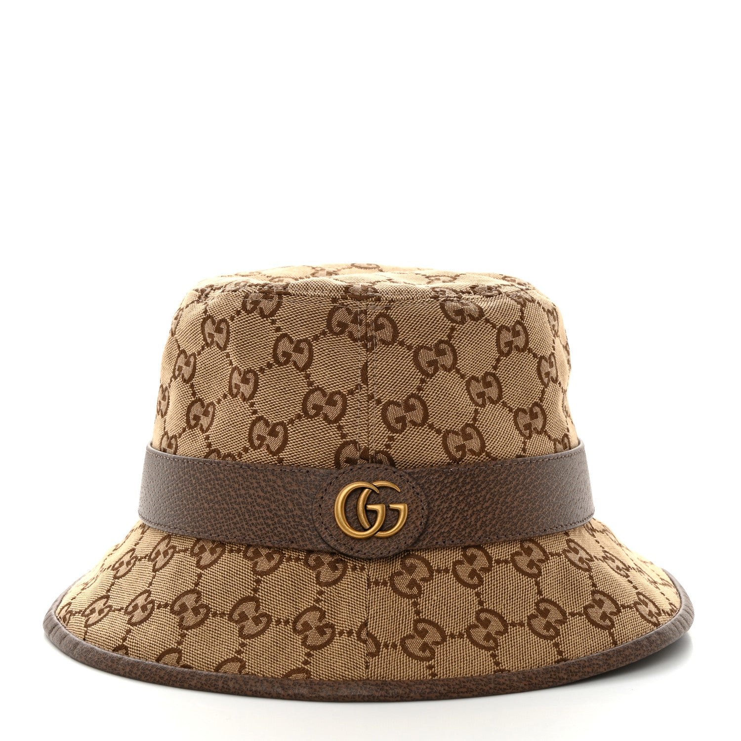Gucci Monogram Textured Dollar Calfskin GG Jago Bucket Hat M Cacao Beige 4 of 10