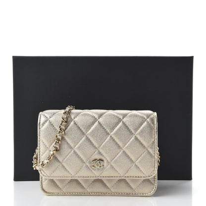 Chanel Metallic Lambskin Quilted Mini Wallet On Chain WOC Gold 11 of 11