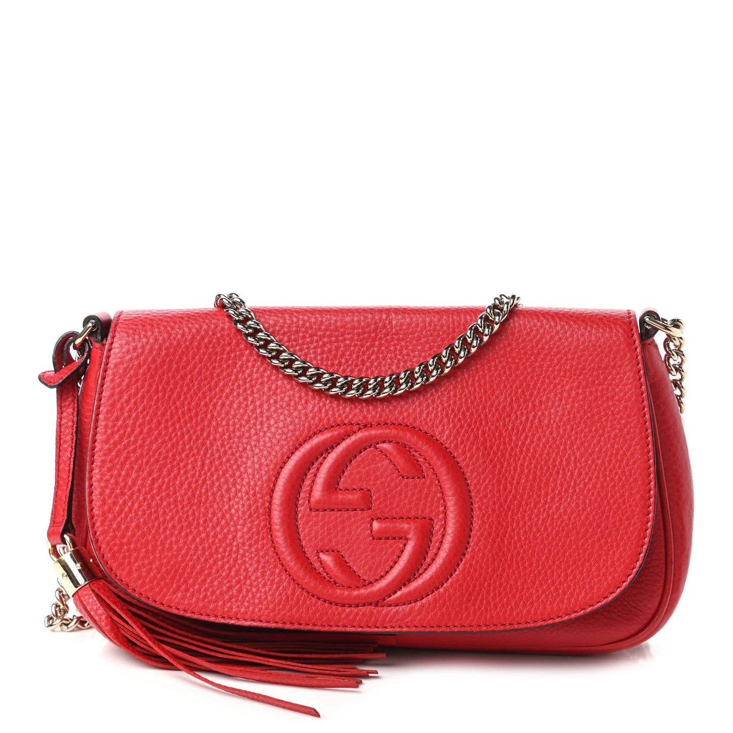 Pebbled Calfskin Medium Soho Flap Crossbody Tabasco Red