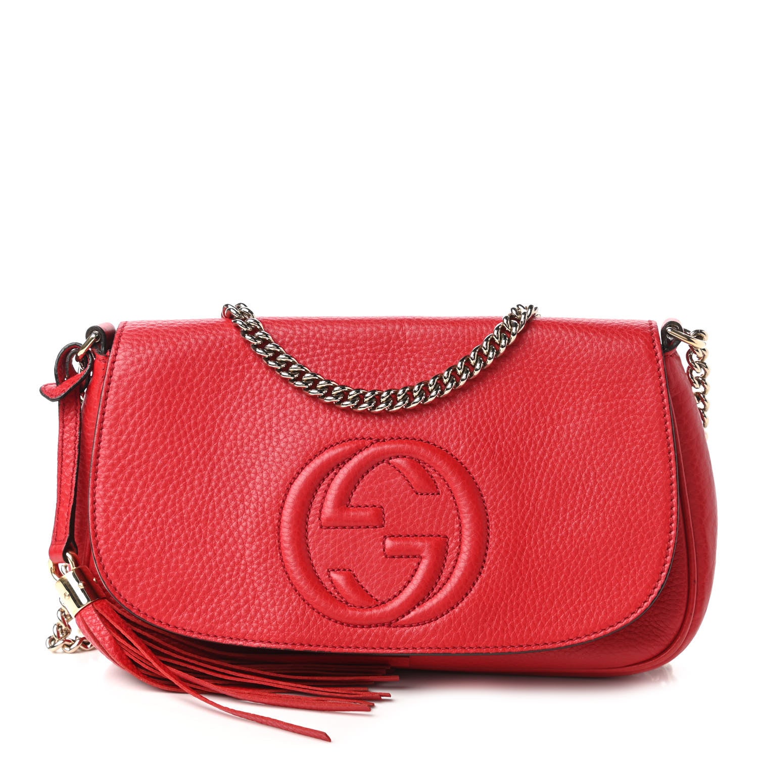 Gucci Pebbled Calfskin Medium Soho Flap Crossbody Tabasco Red 1 of 12