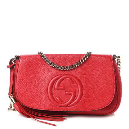 Gucci Pebbled Calfskin Medium Soho Flap Crossbody Tabasco Red 1 of 12