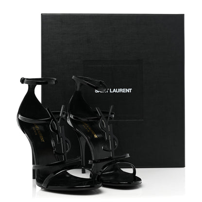 Saint Laurent Patent Cassandra 100 Ankle Strap Sandals 38.5 Black 11 of 11